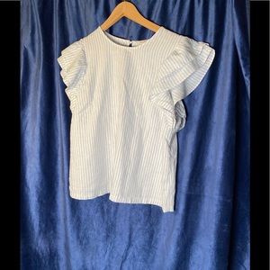 A new day woman top blue white casual cotton size XL